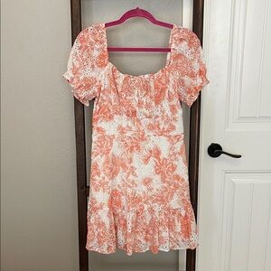 Speechless Coral and White Eyelet Dress